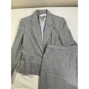 Vintage Jack Winter Wool Blend Skirt Suit Set Gray Blazer Pleated Skirt Size 12